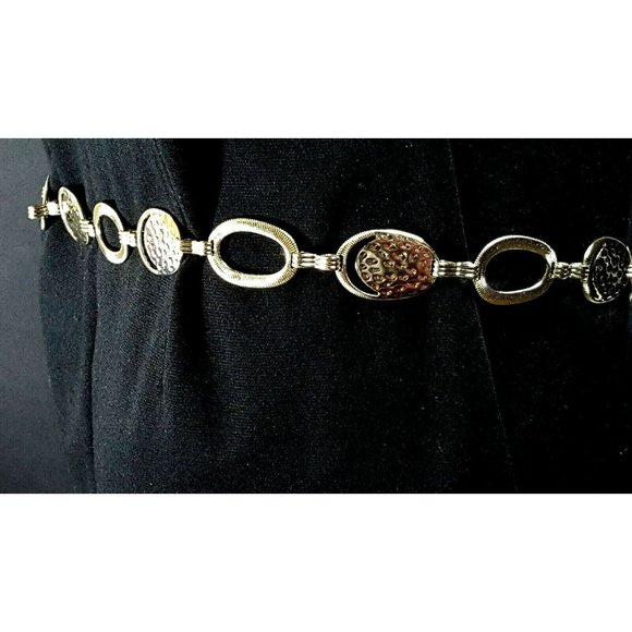 Silver Tone Hammered Metal Oval Chain 19bb4-55 - Picture 1 of 6